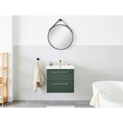 Abbildung von welltime Waschtisch &quot;Kent Badezimmerschrank Hängeschrank Bad WC mit Waschbecken&quot;, Waschplatz Badmöbel Breite 60 cm 2 Auszüge Softclose
