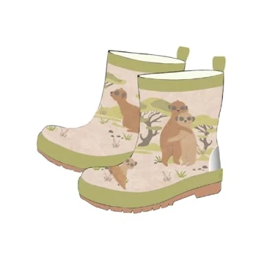 Abbildung von maximo unisex Kindergummistiefel, Gummistiefel aus Naturkautschuk, hellgrün mit Erdmännchen, Jerseyfutter, Reflektor 3M (4320312730014, EU Schuhgrößensystem, Kleinkind, Numerisch, M, 24)