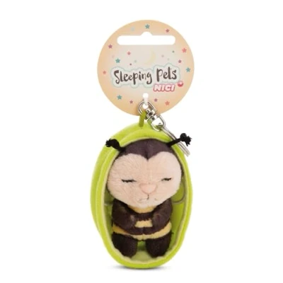 Abbildung von NICI Schlüsselanhänger Sleeping Pets Biene 8cm in Körbchen gelb Treuer Begleiter für Rucksack oder Tasche, Schlüsselhalter klein und Groß 61609