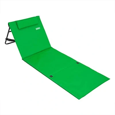 Abbildung von DETEX® Strandmatte klappbar mit Verstellbarer Rückenlehne UV beständig Tasche Reißverschluss Kissen Tragegurt Garten Camping Picknick Liegematte Grün