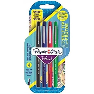 Abbildung von Papermate Flair, Medium, 4 Farben, Schwarz, Blau, Grün, Rot, Rundspitze, 1 mm, Rot