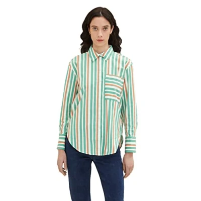 Abbildung von TOM Tailor MIT Aufgesetzter Brusttasche Hemdbluse, Damen, Größe: 40, Multicolor vertical stripe
