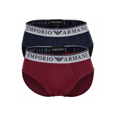 Abbildung von Emporio Armani 2ER PACK Endurance LOGO Slip, Herren, Größe: Large, Burgund marine