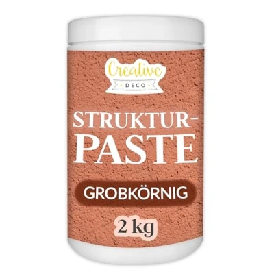 Abbildung von Creative Deco Strukturpaste Grobkörnig 2 kg Ziegelrote Spachtelmasse für Acrylmalerei Modellierpaste Kunstprojekte, Acrylfarbe, DIY, 3D Effekte, Texturen Mit Palettenmesser aufzutragen