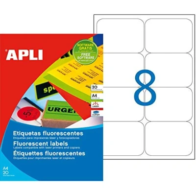 Abbildung von APLI 2877 Permanente fluoreszierende grüne Etiketten 99,1 x 67,7 mm 20 Blatt