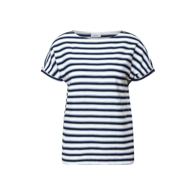 Abbildung von CECIL Damen B323558 Gestreiftes Strukturshirt, Urban Navy Blue, S