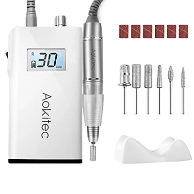 Abbildung von Aokitec Nagelfräser für Gelnägel, Professionell Elektrische Nagelfeile Acryl Nagelset, 30000 RPM Elektrisch Maniküre &amp; Pediküre, Nagel Zubehör, Nägel Selber Machen
