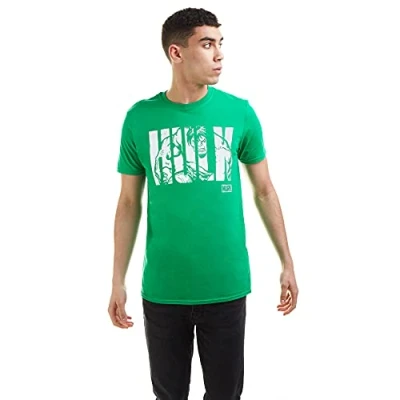 Abbildung von Marvel Herren Hulk Text T Shirt, Grün (Irish Green Grn), L EU