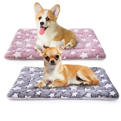 Abbildung von MICOOYO 2 Stück Hundekäfig Bett Matratze Fleece Haustier Kissen Matte Waschbar Katze Pad für mittelgroße Hunde Welpen (M)