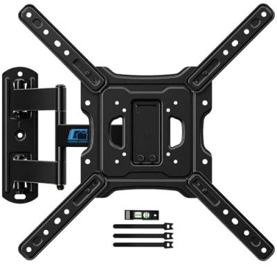 Abbildung von HOME VISION TV Wandhalterung, Schwenkbare Neigbare Halterung für 26 55 Zoll Bildschirme bis zu 40kg，Extra Langer Arm Flach Fernseher/Curved Monitor Wand,Max VESA 400x400mm