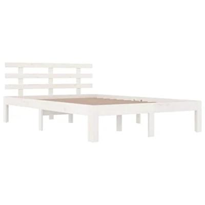 Abbildung von vidaXL Massivholzbett Kopfteil Doppelbett Bettgestell Lattenrost Bett Holzbett Bettrahmen Schlafzimmerbett Schlafzimmermöbel Weiß 140x200cm