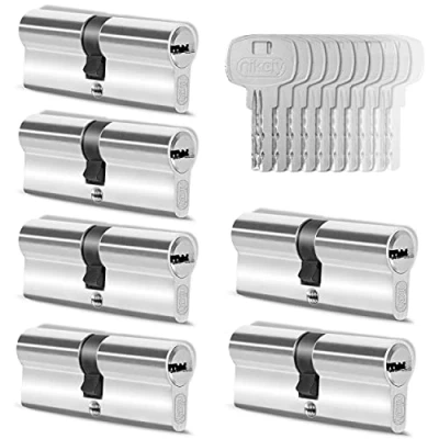 Abbildung von GERCAR 6x Schließzylinder gleichschließend 6 Profilzylinder 30/30 inkl. 30 Schlüssel 60 mm Doppelzylinder Türschloss Zylinderschloss gleichschliessendes 6er Set Länge: 60mm, A:30 B:30