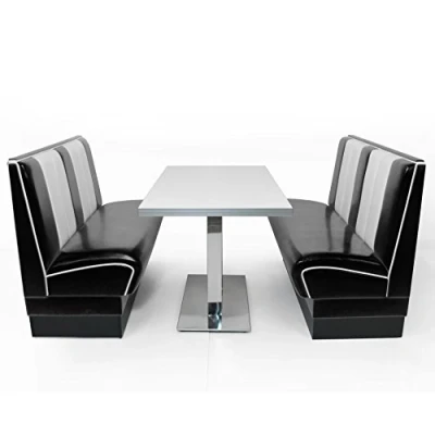 Abbildung von möbelland24 American Diner Set schwarz Viber 2X Sitzbank 120cm + Tisch