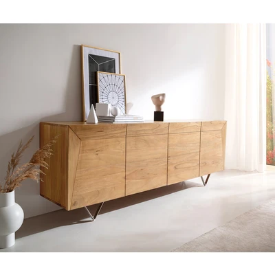 Abbildung von Sideboard Kayu 200x40x70 cm Akazie Natur 4 Türen V Fuß