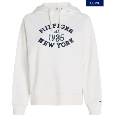 Abbildung von Tommy Hilfiger Curve Varsity Hoodie Sweatshirt, Damen, Größe: 48, Ancient white