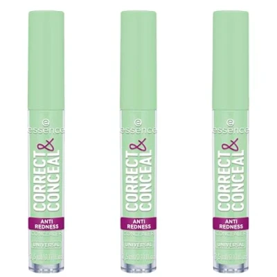 Abbildung von essence CORRECT &amp; CONCEAL anti redness concealer, Nr. 100, Grün, farbkorrigierend, natürlich, für sensible Haut, vegan, ölfrei, ohne Parfüm, Alkohol, 3er Pack (3x3.5ml)