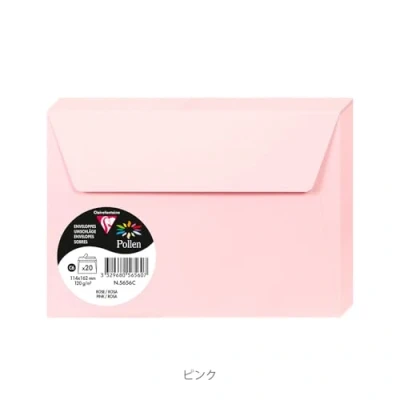 Abbildung von Clairefontaine 5656C Packung mit 20 Umschläge Pollen, Format C6, 114 x 162mm, 120g, ideal für Einladungen und Korrespondenz, Rosa, 1 Pack