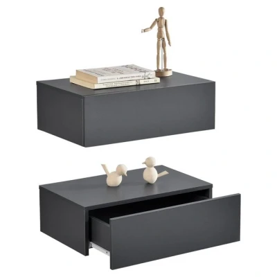 Abbildung von en.casa Nachtschrank »Oslo« in 2er Set mit Schublade 46x30x15cm Dunkelgrau