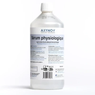 Abbildung von NaCl 0.9 1 Liter, isotonische physiologische Kochsalzlösung Nasenfrei Baby Nase Wundreinigung Saline Solution Lösung für die Nasen Augen AXYNOV