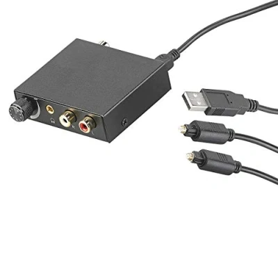 Abbildung von auvisio analog digital Wandler: Audio Konverter (TOSLINK/Koaxial) zu analog, Lautstärkeregler (Audio Converter, AD Wandler, optisches Kabel)