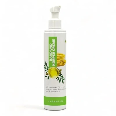Abbildung von Radami Bodylotion Handcreme Körpercreme mit Olivenöl, Bienenwachs und Panthen