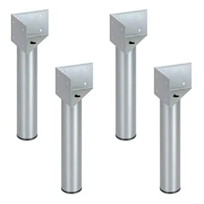 Abbildung von 4 x Möbelfuß 246 50 mm inkl. Montagewinkel 100 70 silber pulverbeschichtet Stützfuß von SO TECH