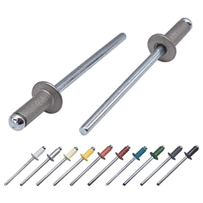 Abbildung von Marcopol (100 Stück) Lackierte Blindnieten 4,0 x 8 mm, Kuppelkopf, DIN 7337, Aluminiumniete und Stahldorn, Popnieten (100, Graualuminium RAL 9007)