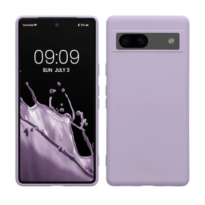 Abbildung von kwmobile Hülle kompatibel mit Google Pixel 7a gummierte TPU Silikon Handyhülle Schutzhülle für kabelloses Laden Case in Lavendel