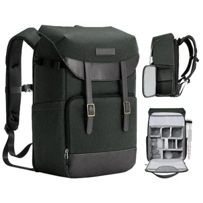 Abbildung von K&amp;F Concept Kamerarucksack Rolltop Fotorucksack Rucksack Stofftaschen aus Stoff für Spiegelreflexkamera 15 Zoll Laptop