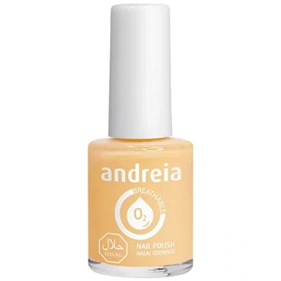 Abbildung von Andreia Nagellack Halal Atmungsaktiv Luft Wasser Durchlässig Ungiftig Farbintensiv Naturkosmetik Farbe B2 Gelb Weiche Akte 10.5 ml