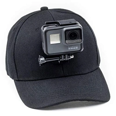 Abbildung von DigiCharge Baseballkappe mit Action Kamera Halterung, kompatibel GoPro Hero 13 12 Max/DJI Osmo 5 / Insta360 One/Akaso Crosstour Campark Fitfort Apeman Camkong Victure Cam Schwarz