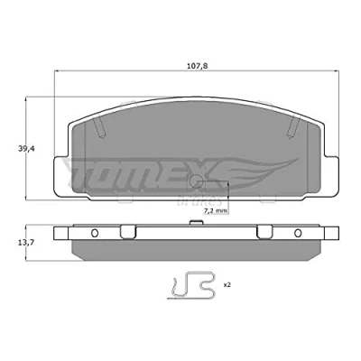 Abbildung von TOMEX brakes TX 13 06 Bremsbelagsatz Hinterachse mit Zubehör MAZDA: 6 Sport Kombi, 323 F 6, Limousine
