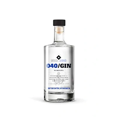 Abbildung von 040 Gin mit hochwertigem Siebdruck 500ml Einzelflasche 40% vol fruchtig frischer des Hamburger SV Geschenkidee für echte HSV Fans