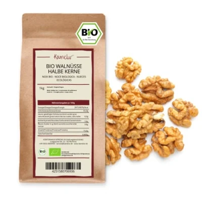 Abbildung von Kamelur 1kg ganze BIO Walnüsse ohne Schale, unbehandelte Walnusskerne aus Italien Rohe und Naturbelassene Walnusshälften der Region Kampanien