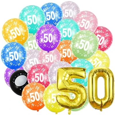 Abbildung von Geburtstag zahlen luftballon 50 jahre und 20Pcs 30cm Luftballons Gold Folienballon in 40&quot; 101cm Geburtstagsdeko Ballon Zahl Deko zum fliegt mit Helium für Männer Frauen 50.