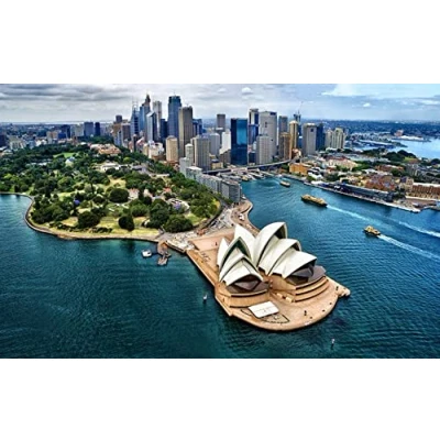 Abbildung von Haeran River Vollbohrer Sydney Opera House DIY 5D Diamond Painting by Number Unique Kits Home Wall Decor