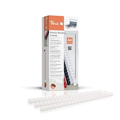 Abbildung von Peach Plastikbinderücken A4 12mm 95 Blatt 100 Stück weiß PB412 01