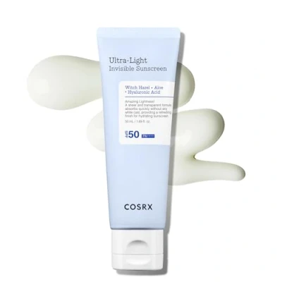 Abbildung von COSRX Ultra Light Invisible Sunscreen Sonnencreme LSF 50, Kein Weißer Rückstand, Leicht &amp; Schnell einziehend, Sonnenschutz für trockene Haut, Aloe Vera Sunscreen, Korean Skincare