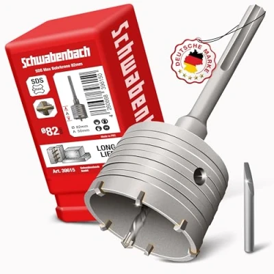 Abbildung von SDS Max Bohrkrone 82 mm Zentrierbohrer Hammerschlagfest Steckdose für Mauerwerk und Beton (82mm)