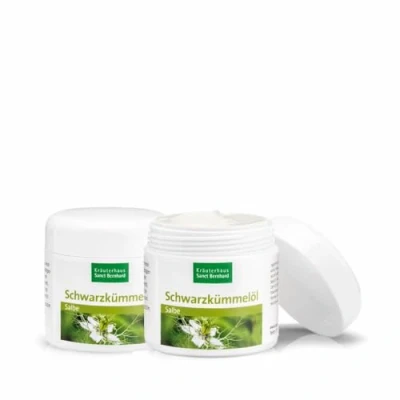Abbildung von Sanct Bernhard Schwarzkümmelöl Salbe mit Jojobaöl, Ringelblumenöl, Avocadoöl &amp; Getreidekeimöl 2 x 100 ml