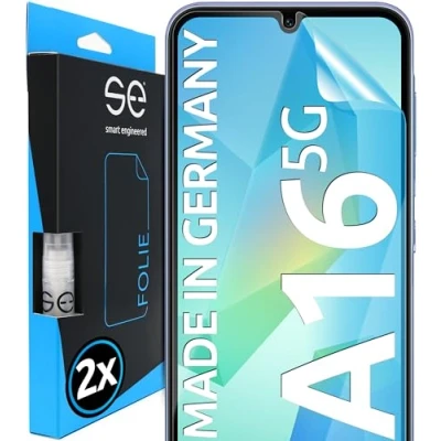 Abbildung von 2x se® 3D SCHUTZFOLIE Transparent für Samsung Galaxy A16 5G, Selbstheilend, 100% Fingerabdruck &amp; FaceID kompatibel, einfache blasenfreie Installation, Ultra Klar, Stoß Kratzfest TPU, aus Deutschland