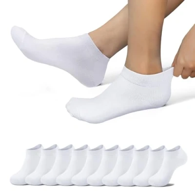 Abbildung von EKSHER Sneaker Socken Herren 47 49 Kurz Weiße 10 Paar Lauf Sneakersocken Sportsocken Damensocken Tennissocken Kurzsocken Anti Schweiß Atmungsaktive Running Socks Baumwolle Strümpfe