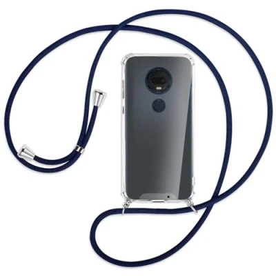 Abbildung von mtb more energy Handykette kompatibel mit Motorola Moto G7 / Plus (6.2&#039;&#039;) dunkelblau Smartphone Hülle zum Umhängen Anti Shock Full TPU Case