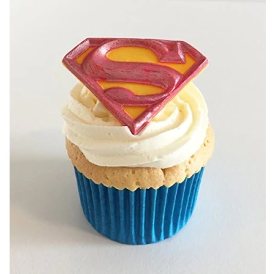 Abbildung von 6 Handgemachte Kuchendekorationen aus Zucker: Superman / Sugar Badges