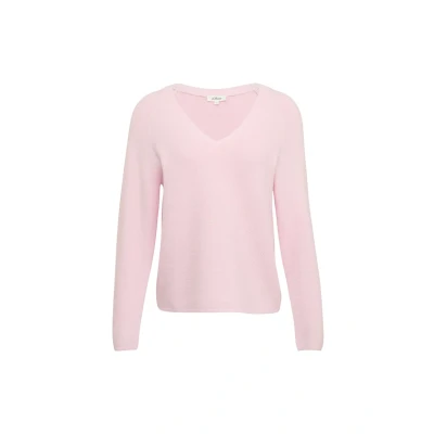 Abbildung von s.Oliver Pflegeleichter AUS MIT Vausschnitt Strickpullover, Damen, Größe: 34, Zartrosa