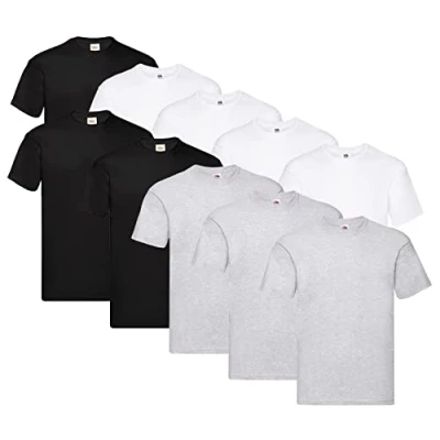 Abbildung von Fruit of the Loom Original T Shirt, Farbe:10x Navy + 1 HL Kauf Notizblock, Größe:5XL