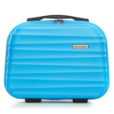 Abbildung von WITTCHEN Kosmetikkoffer Reisekoffer Handgepäck Kabinengepäck Rollkoffer Hartschale aus ABS Zahlenschloss Groove Line Blau