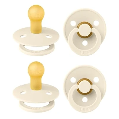 Abbildung von BIBS Colour Schnuller 4er Pack, BPA frei, Kirschform Nippel. Naturkautschuk/Latex, Hergestellt in Dänemark, Größe 1 (0 6 Monate), Ivory