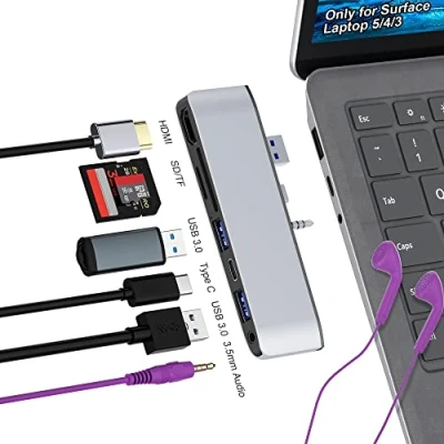 Abbildung von Docking Station für Surface Laptop 5 /Laptop 4 3 Hub mit 4K HDMI, USB 3.0 * 2, Typ C 2.0, SD/TF Slot, 3.5mm Audio Port, Adapter Microsoft 5/4/3