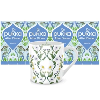Abbildung von Pukka Bio Kräutertee „Feel New“ 4 x 20 Teebeutel (Anissamen, Fenchel, Kardamom und Kurkuma) inkl. Tasse